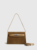 Belted Flap Shoulder Bag in Brown — Svelte Chic