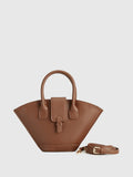 Top Handle Basket Bag in Brown — Svelte Chic