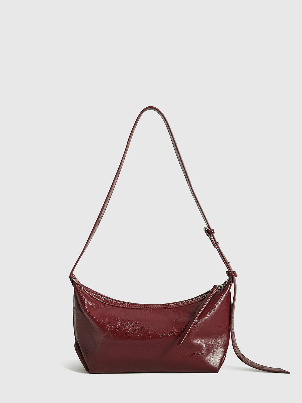 Adjustable Strap Zip Bag in Burgundy — Svelte Chic