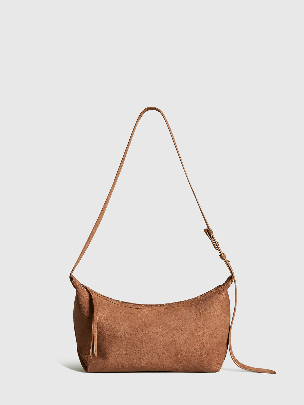 Adjustable Strap Zip Bag in Brown — Svelte Chic