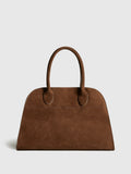 Retro Side Buckle Top Handle Tote in Brown — Svelte Chic
