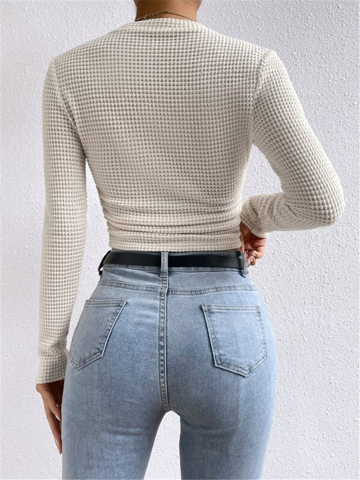 Plain Waffle Slim Sweater — Svelte Chic