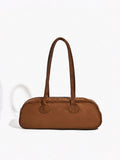 Top Handle Baguette Bag in Brown — Svelte Chic