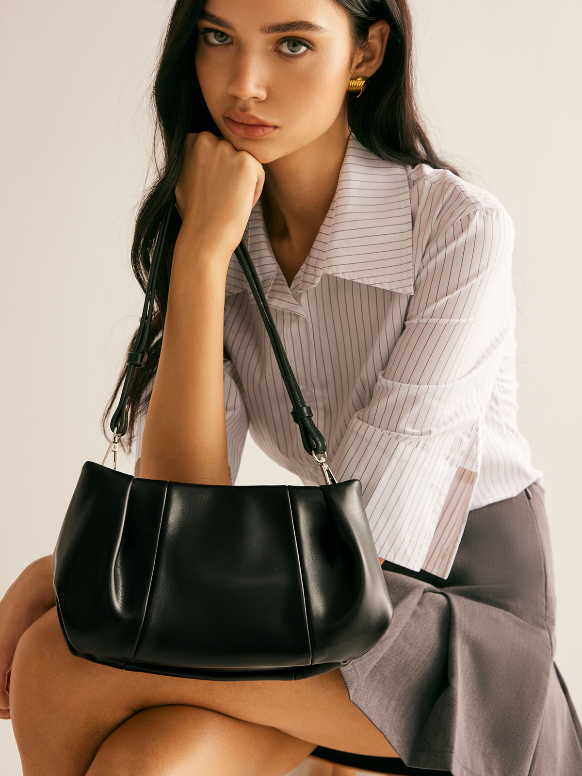 Pleated Cloud Shoulder Bag — Svelte Chic