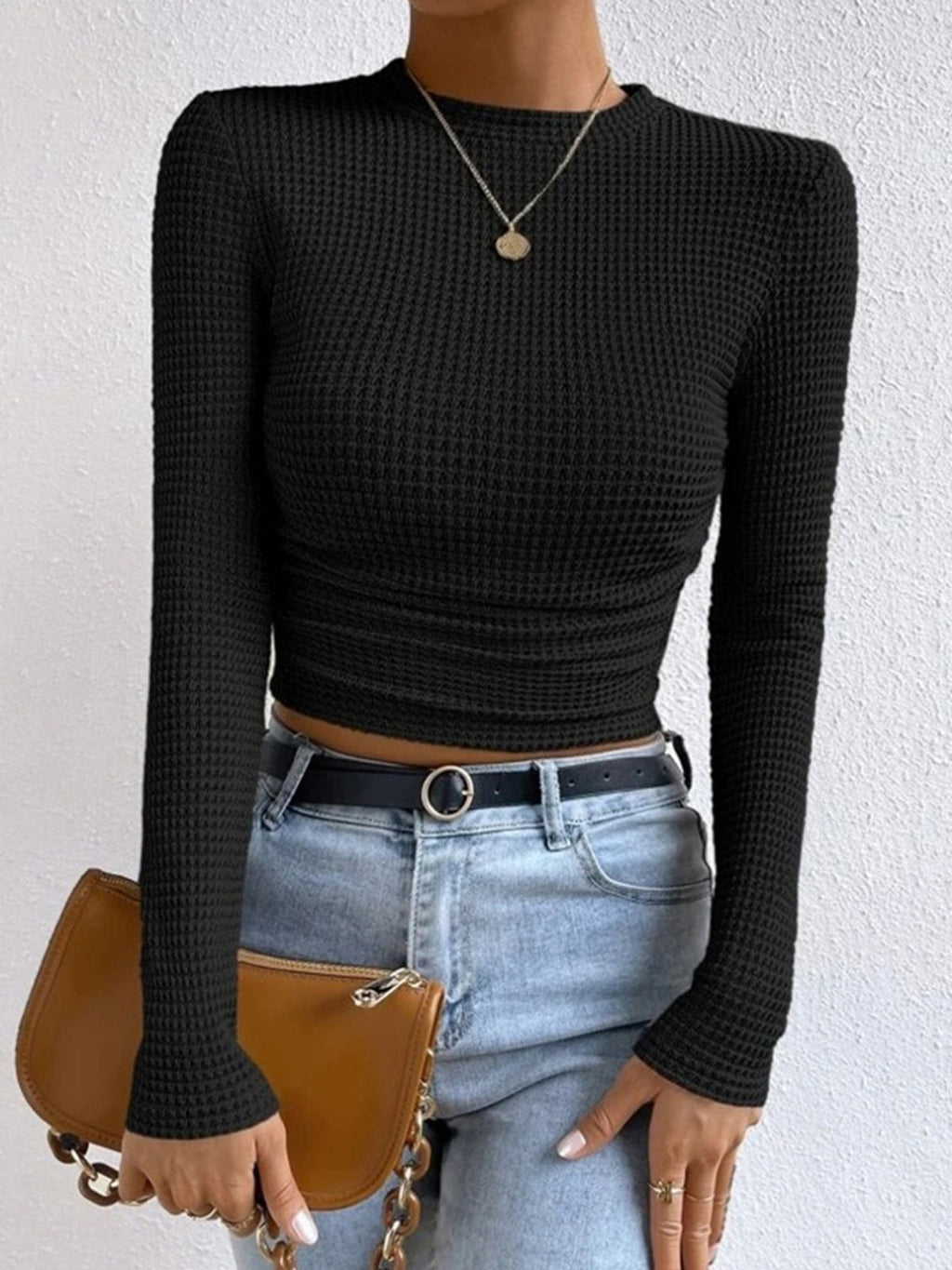 Plain Waffle Slim Sweater — Svelte Chic