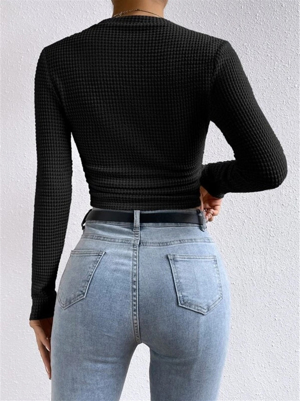 Plain Waffle Slim Sweater — Svelte Chic