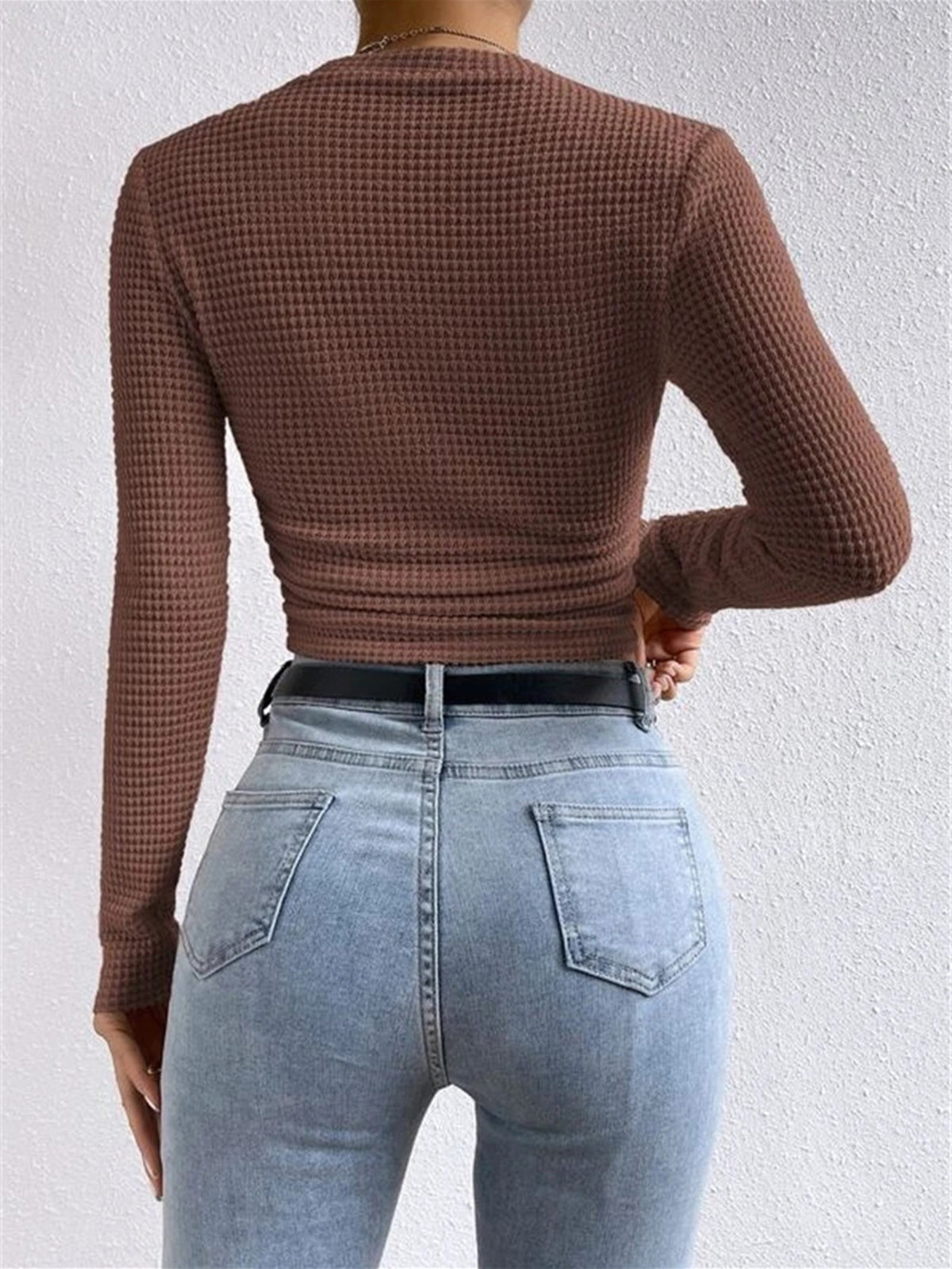 Plain Waffle Slim Sweater — Svelte Chic