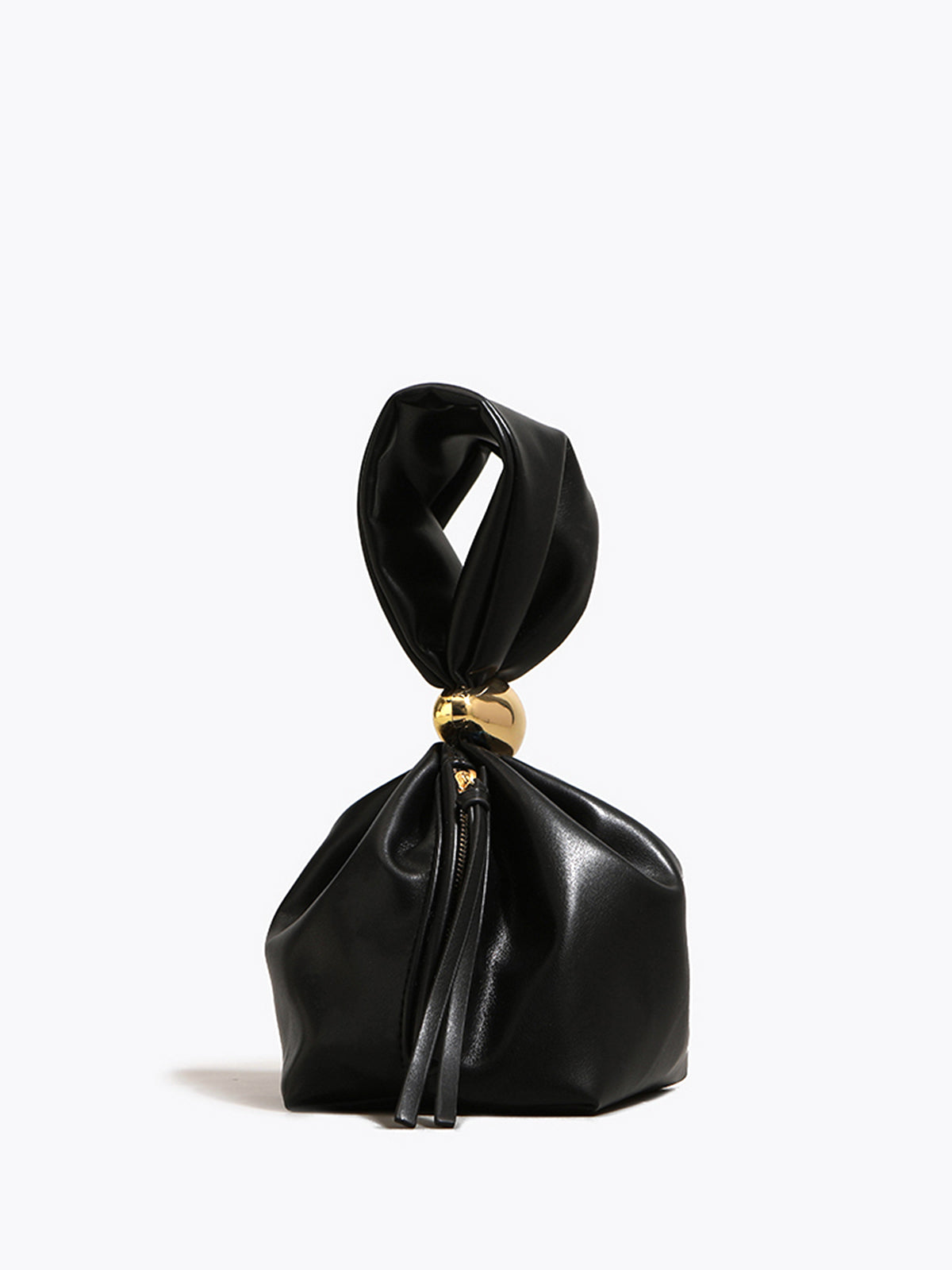 Oval Ring Drawstring Bucket Bag in Black — Svelte Chic
