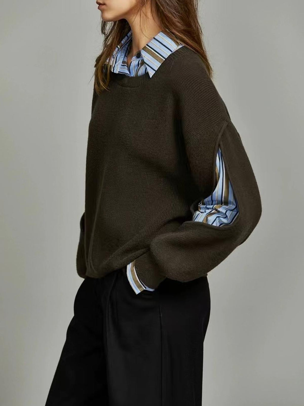 Two-in-One Ribbed Cutout Sweater — Svelte Chic
