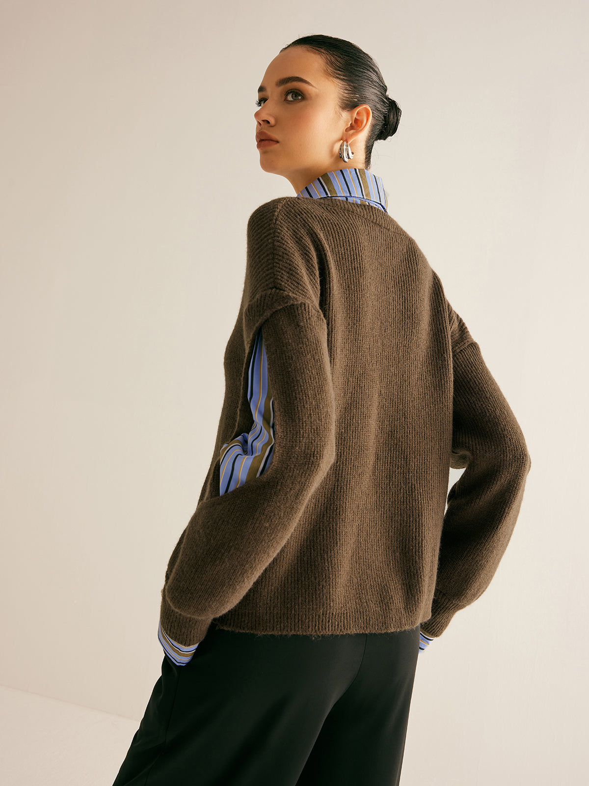 Two-in-One Ribbed Cutout Sweater — Svelte Chic