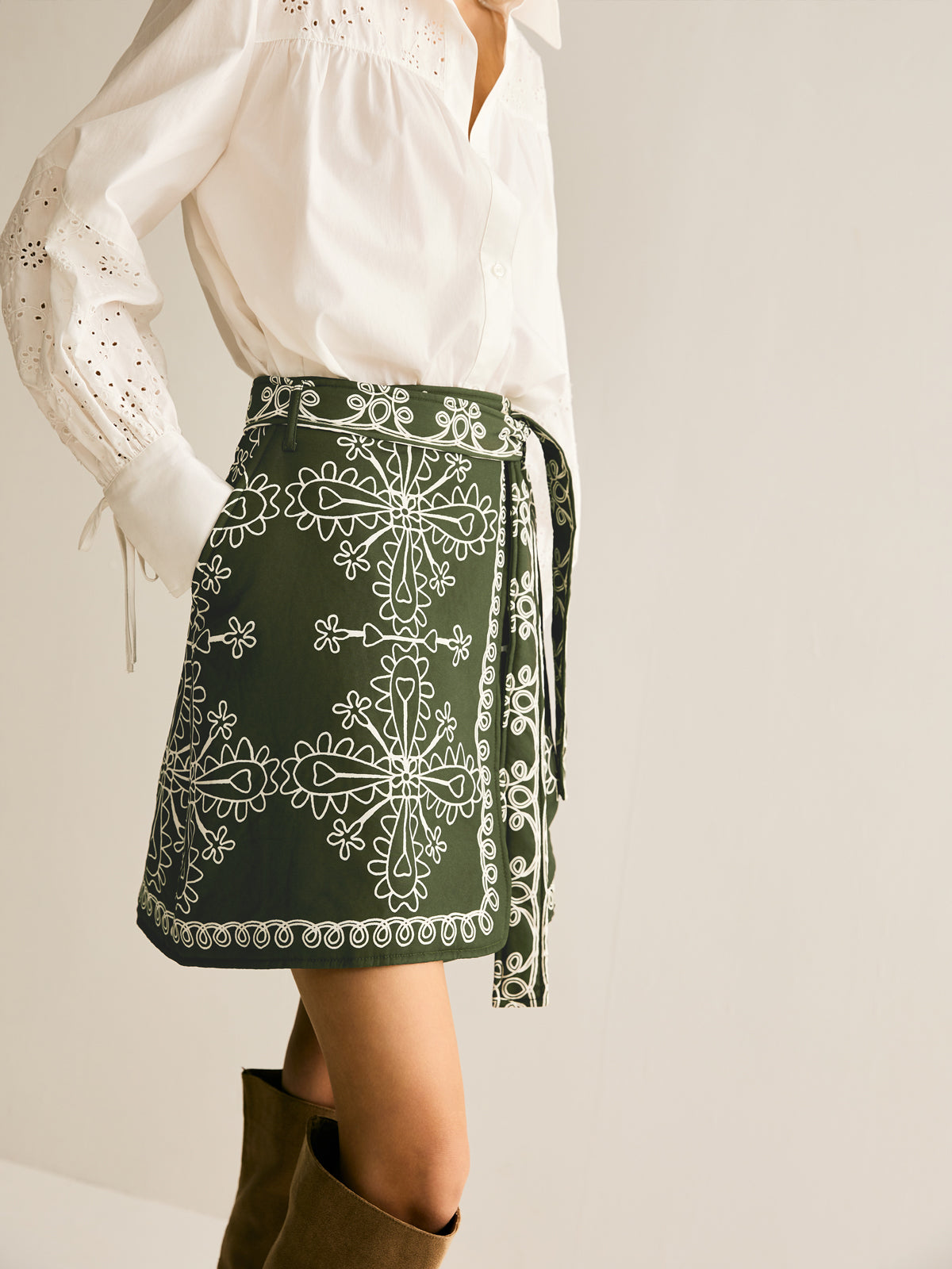 Bohème Print Belted Mini Skirt — Svelte Chic