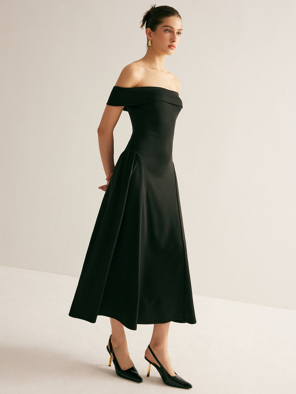 Straight Neck Pleated Maxi Dress — Svelte Chic