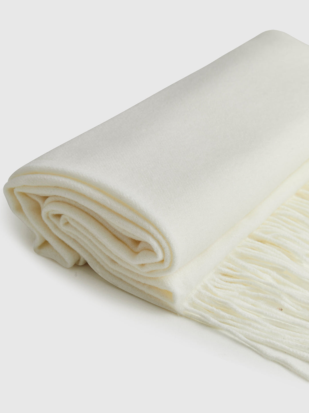 Минималистичен шал с пискюли от вълнена смес 