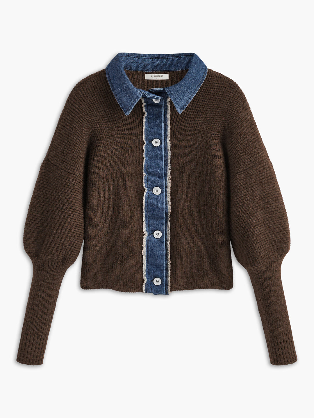 Pencere Yaka Esnek Düğmeli Triko Üst