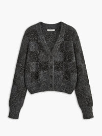 Geometrik Desenli Sıralı Payetli Triko Dış Giyim