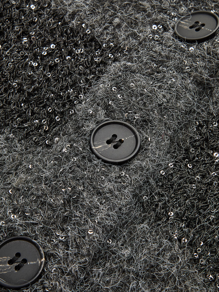 Geometrik Desenli Sıralı Payetli Triko Dış Giyim