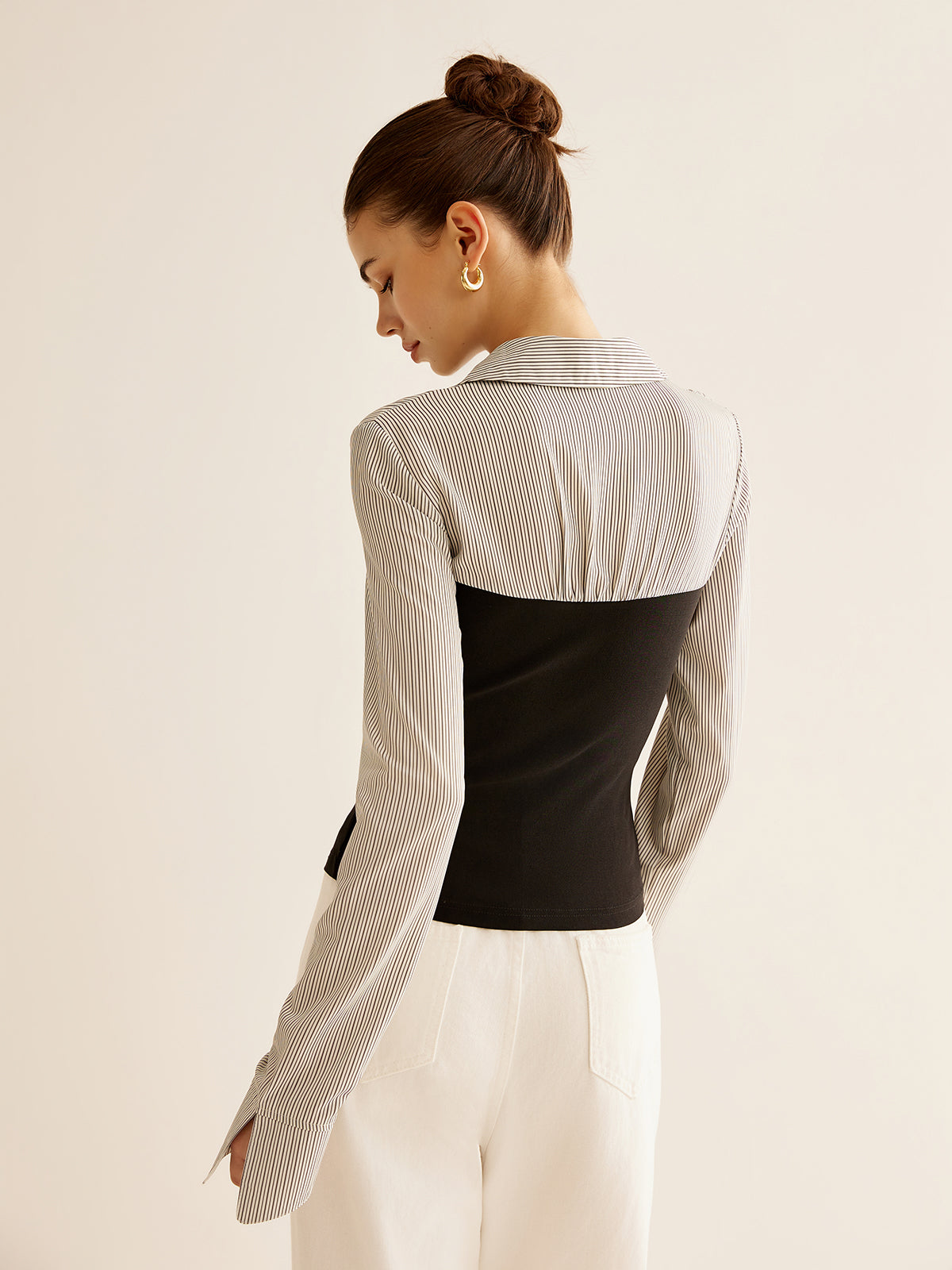 Colour Block Panel Polo Blouse — Svelte Chic
