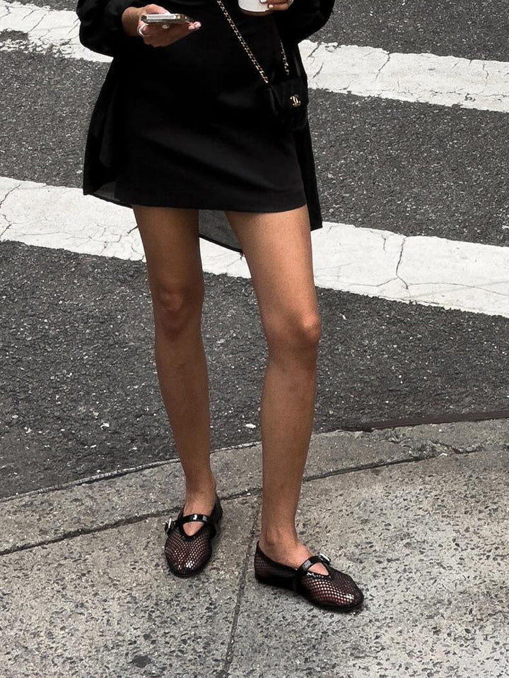 Балетки с мрежест модел 