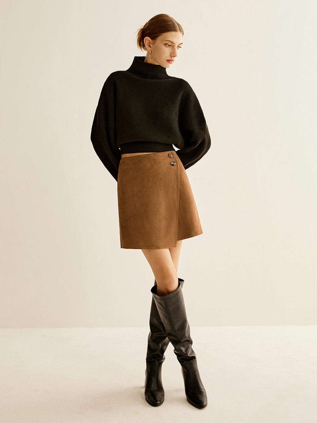 Suede Zip Wrap Skirt — Svelte Chic