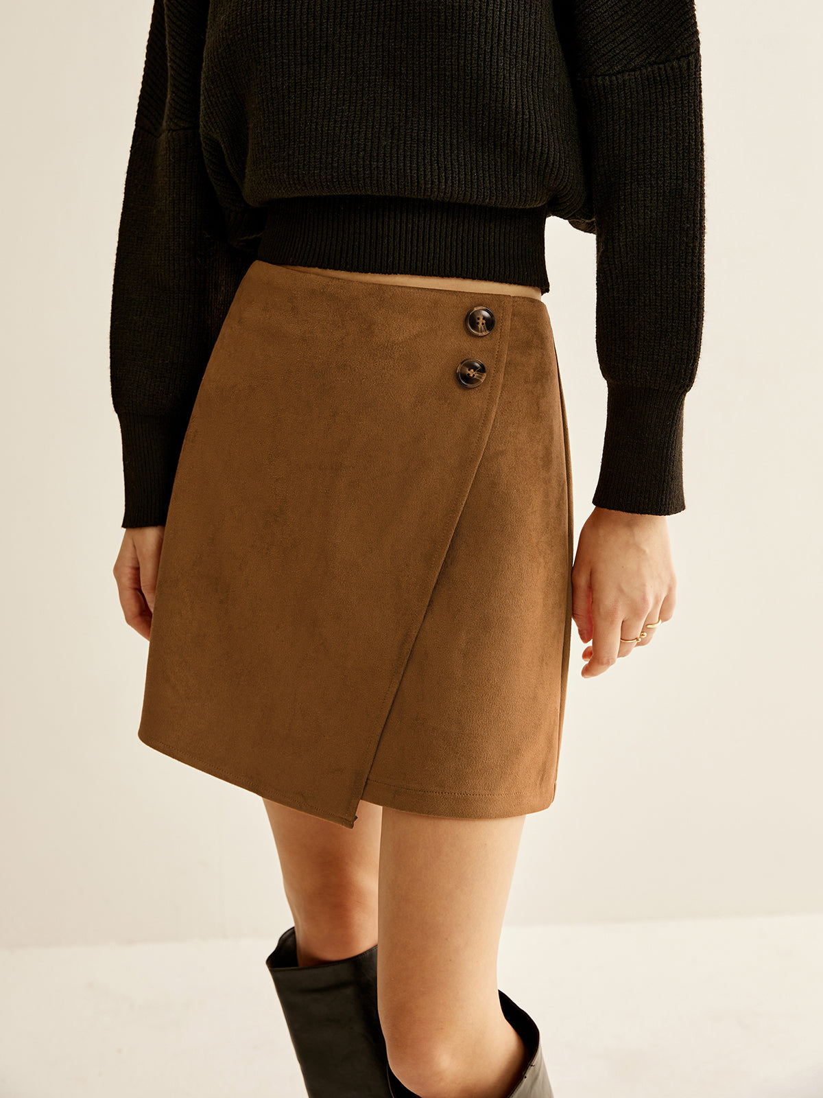 Suede Zip Wrap Skirt — Svelte Chic