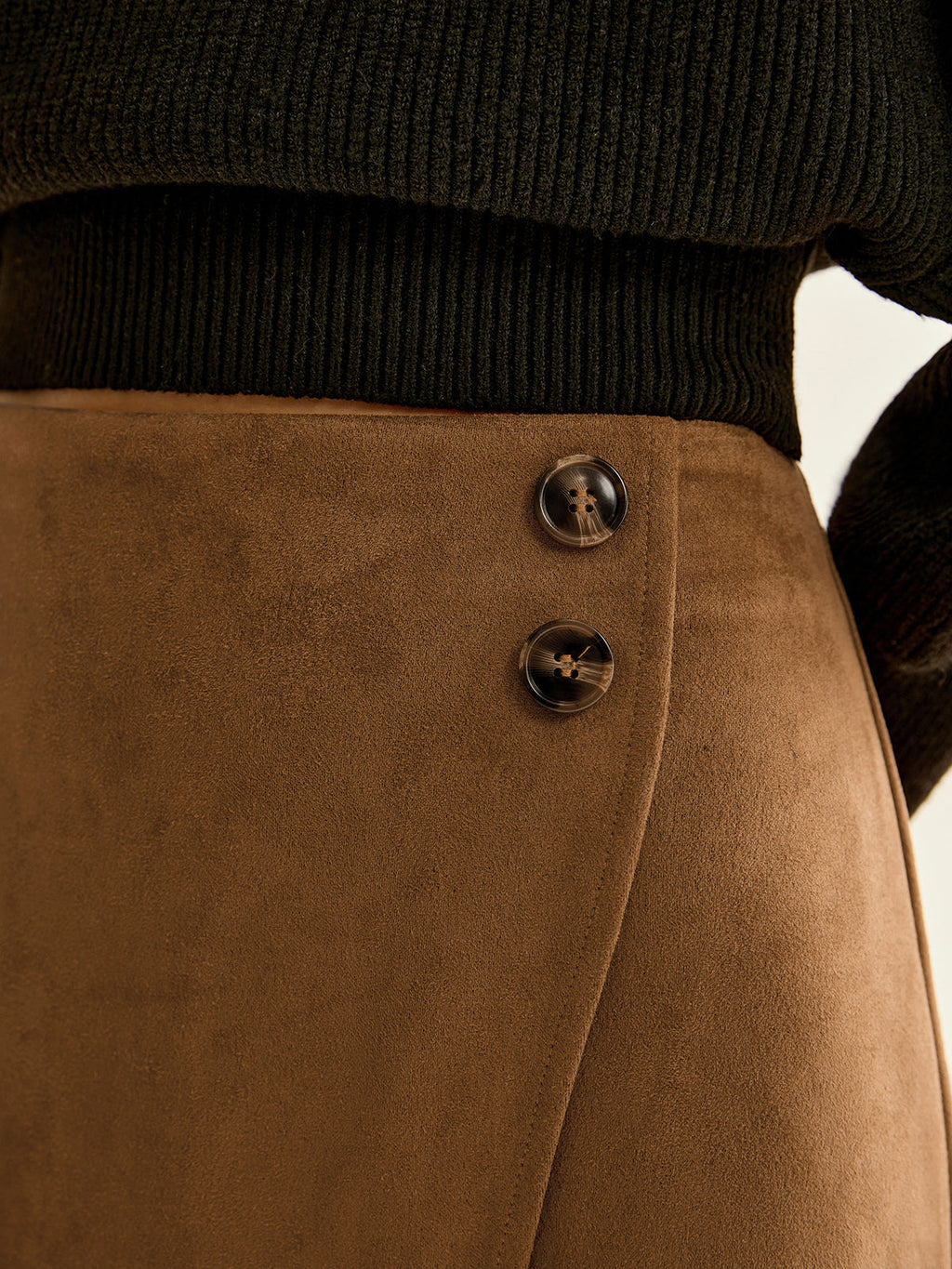 Suede Zip Wrap Skirt — Svelte Chic