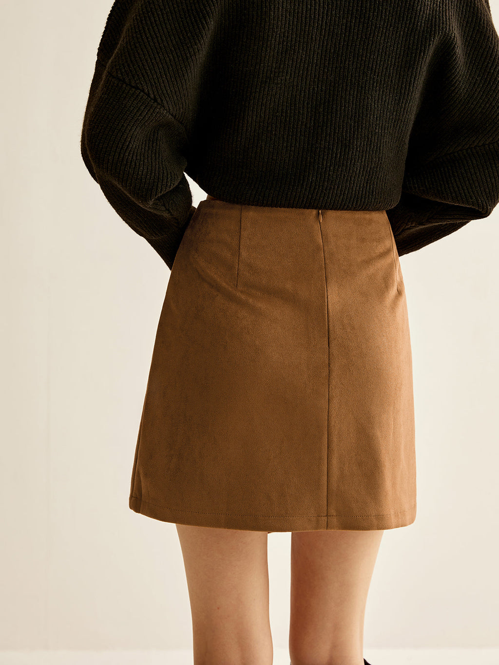 Suede Zip Wrap Skirt — Svelte Chic