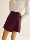 Wrap Mini Skirt with Asymmetric Cut in Burgundy — Svelte Chic