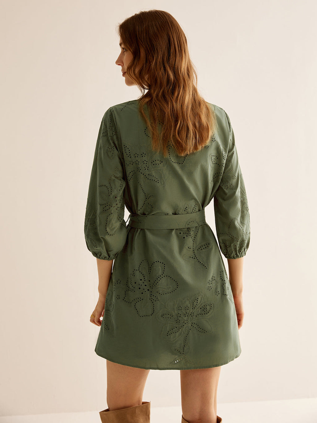 Cotton Bohème Embroidered Belted Dress — Svelte Chic