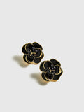 Vintage Camellia Stud Earrings in Black — Svelte Chic
