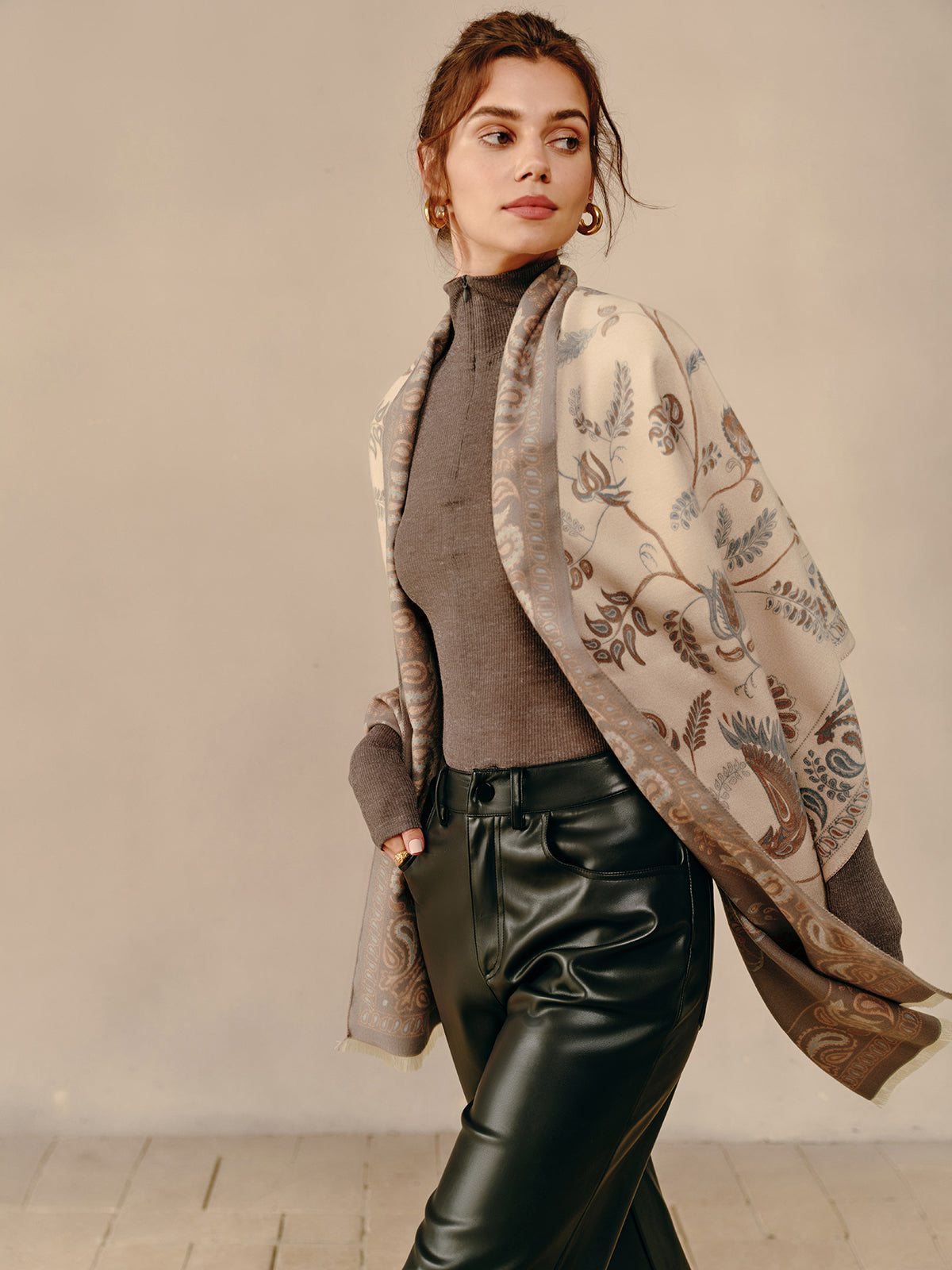 Reversible Large Floral Scarf — Svelte Chic