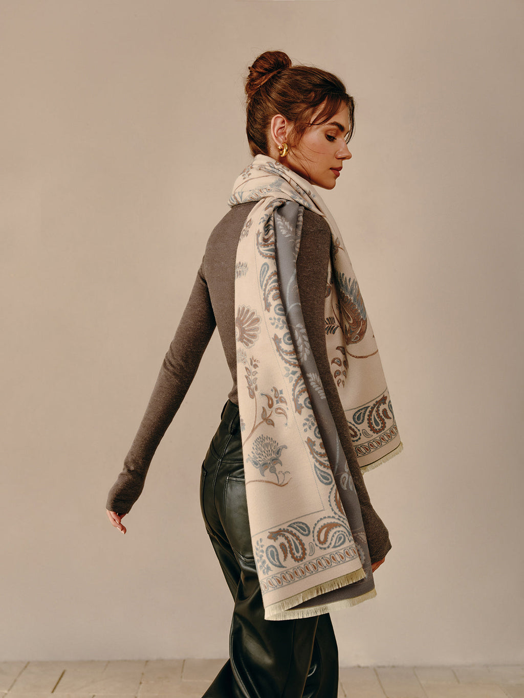 Reversible Large Floral Scarf — Svelte Chic