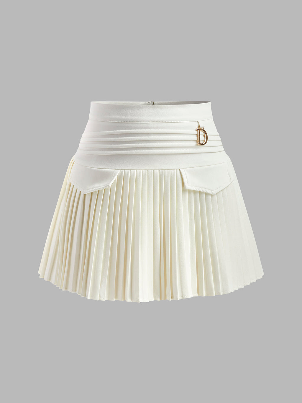 Metal Letter Pleated Mini Skirt in White — Svelte Chic