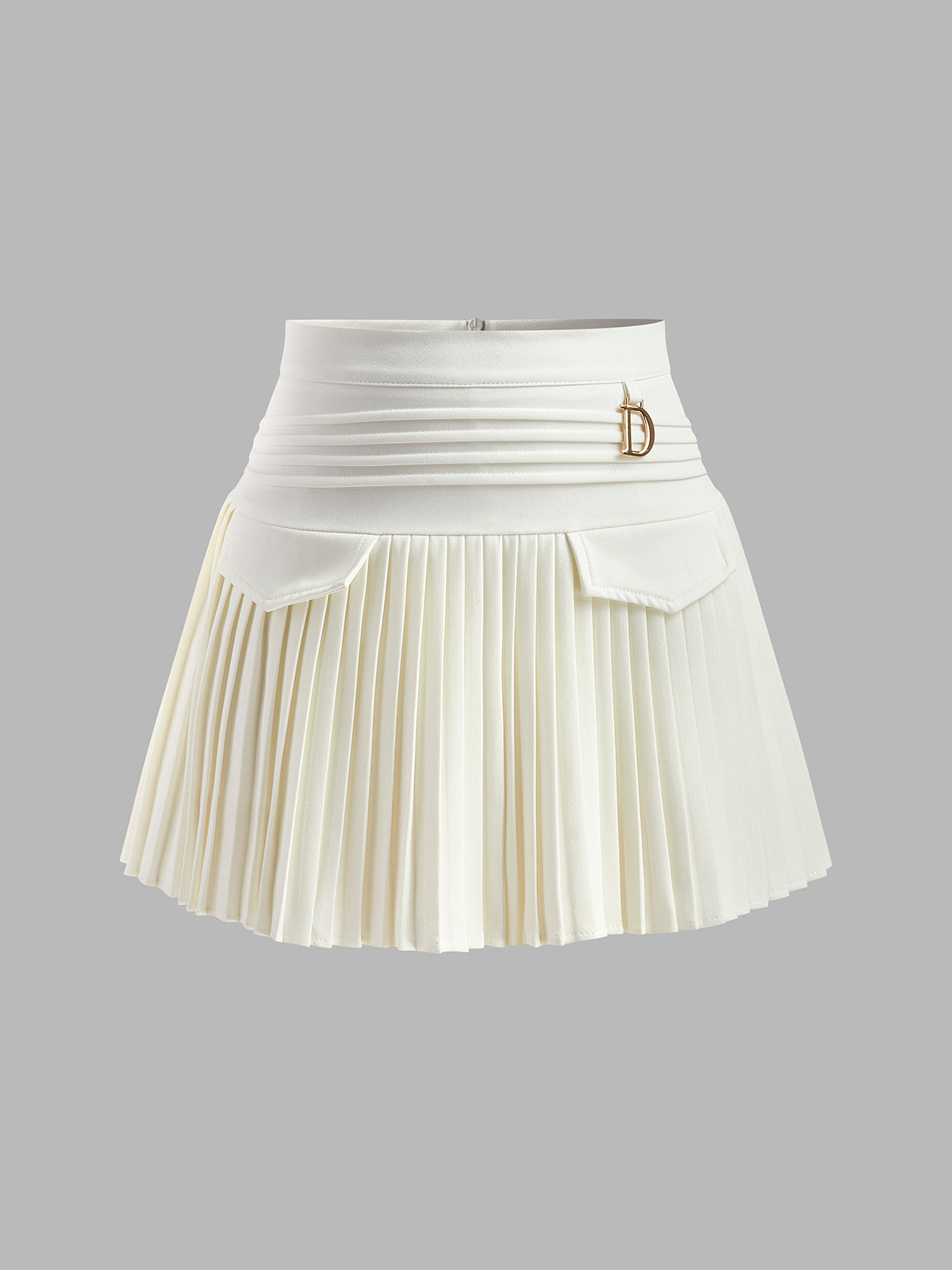 Metal Letter Pleated Mini Skirt in White — Svelte Chic
