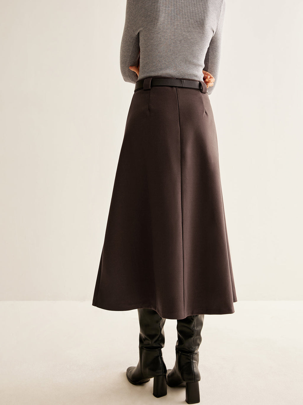 Belted Pleated Midi Skirt — Svelte Chic