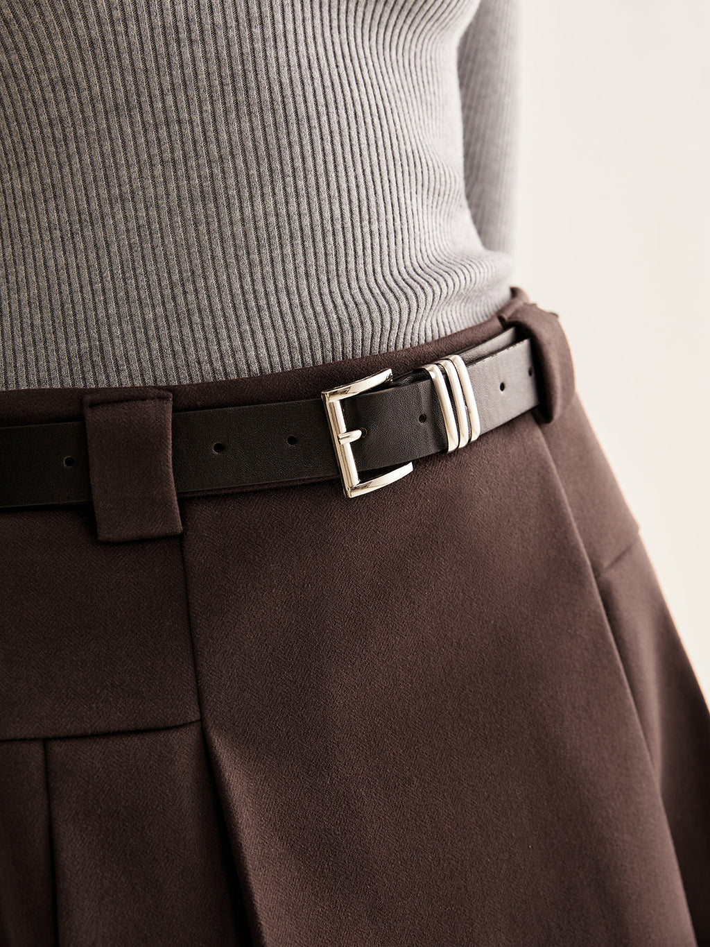 Belted Pleated Midi Skirt — Svelte Chic