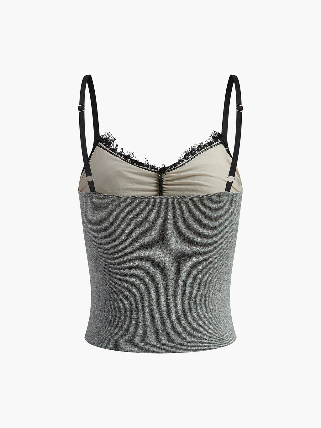 Lace Panel Ribbed Cami Top — Svelte Chic