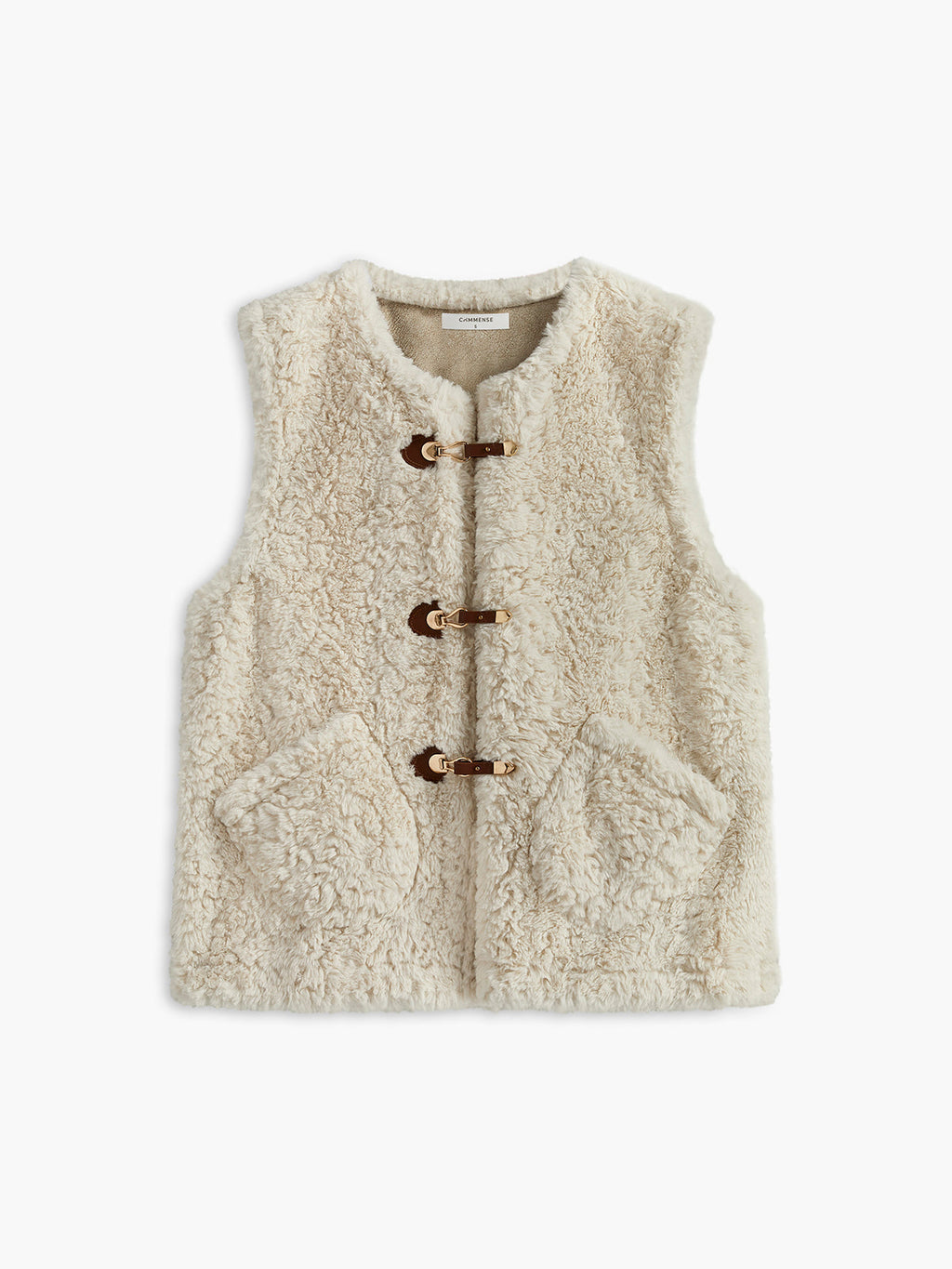 Soft Pocket Fleece Vest in Off-White — Svelte Chic
