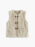 Soft Pocket Fleece Vest in Off-White — Svelte Chic