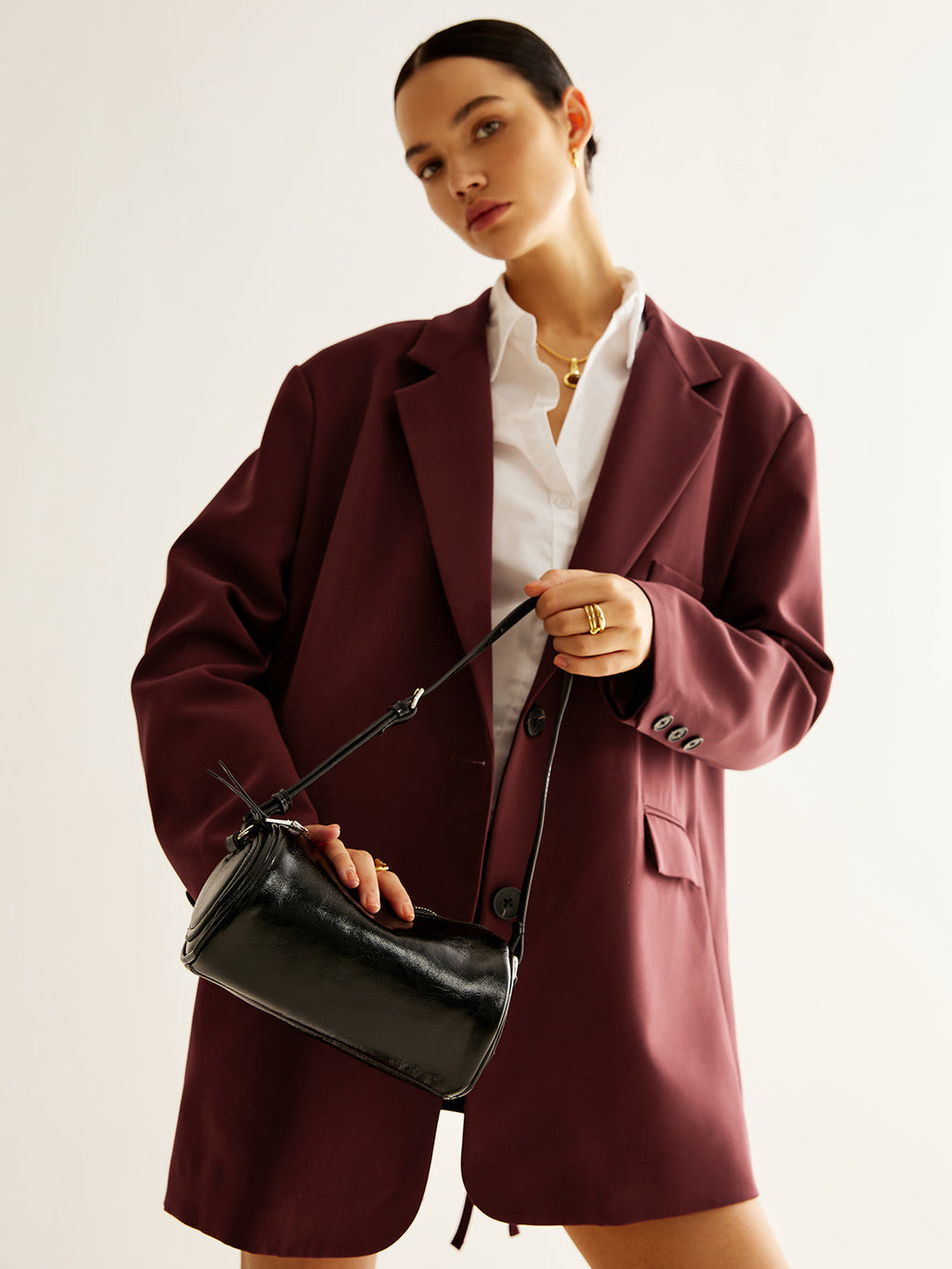 Cylindrical Zip Bowling Shoulder Bag — Svelte Chic