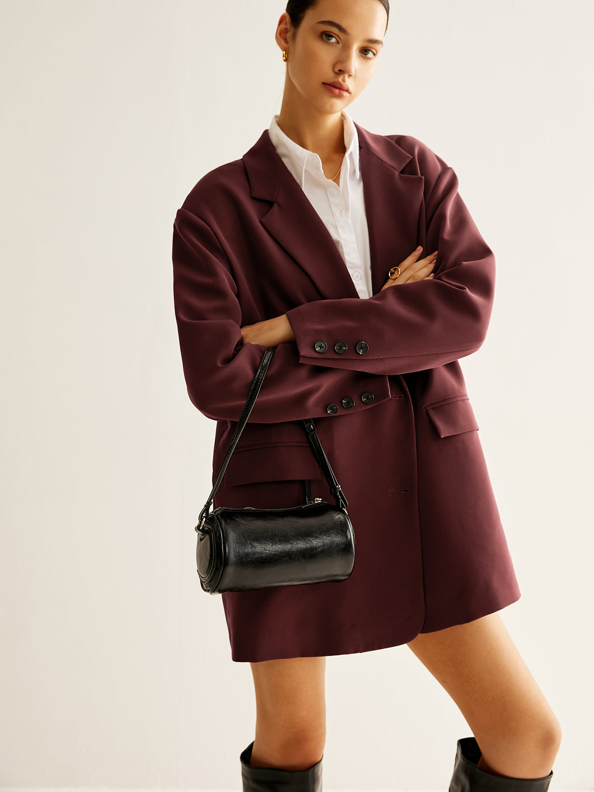 Cylindrical Zip Bowling Shoulder Bag — Svelte Chic