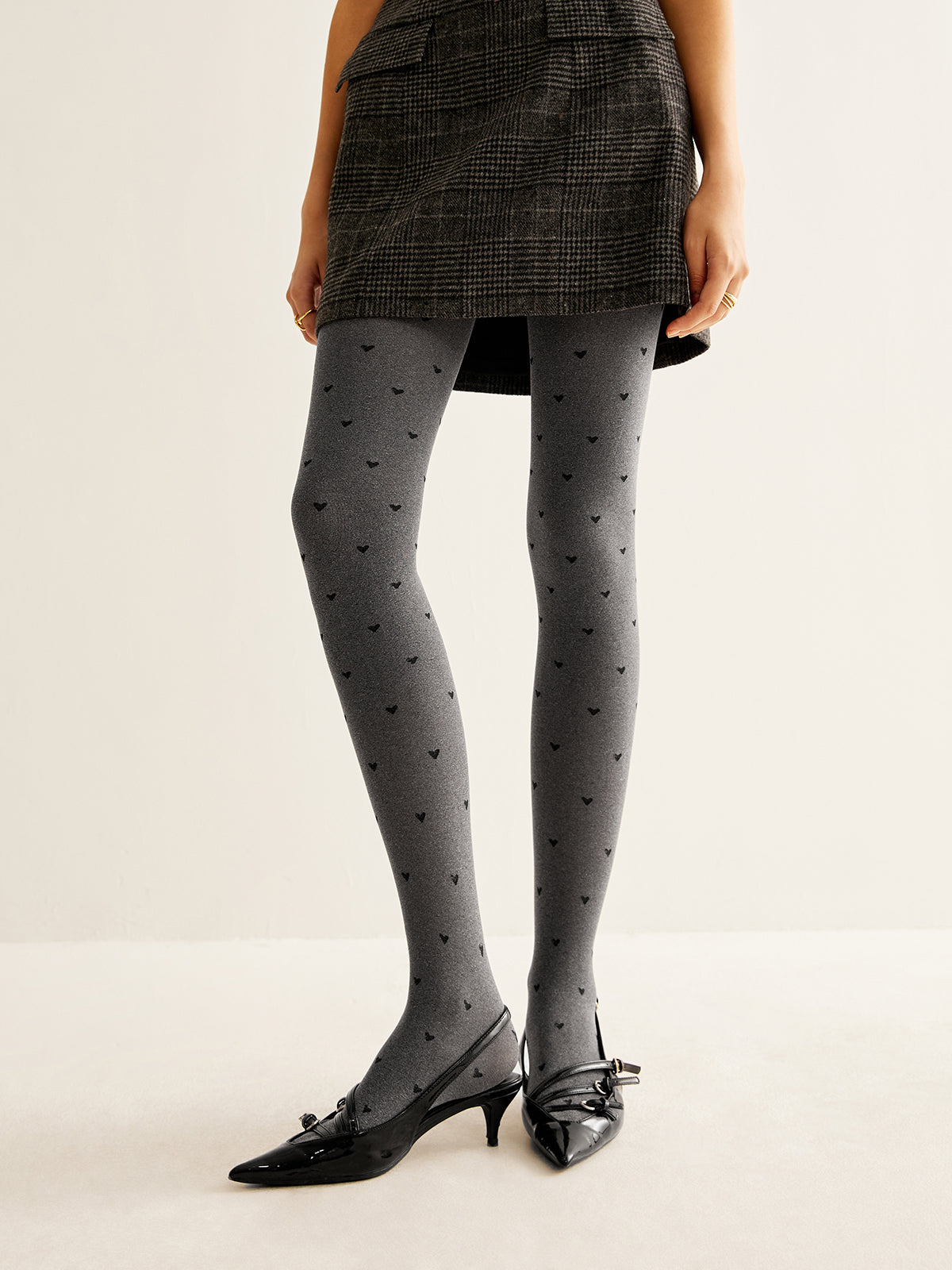 Heart Print Velvet Tights — Svelte Chic
