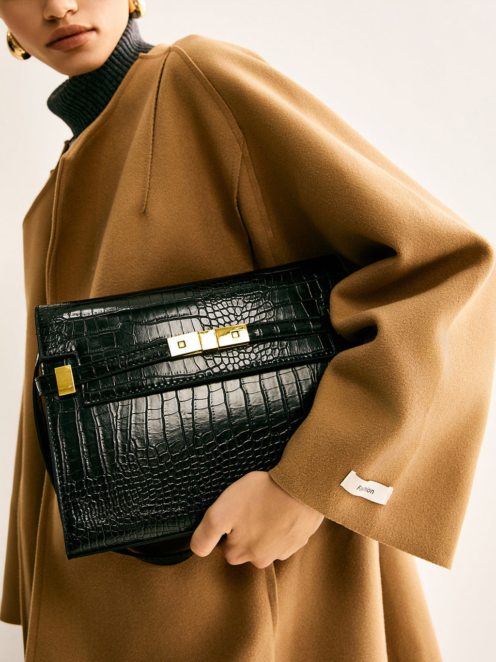 Crocodile Embossed Shoulder Bag — Svelte Chic
