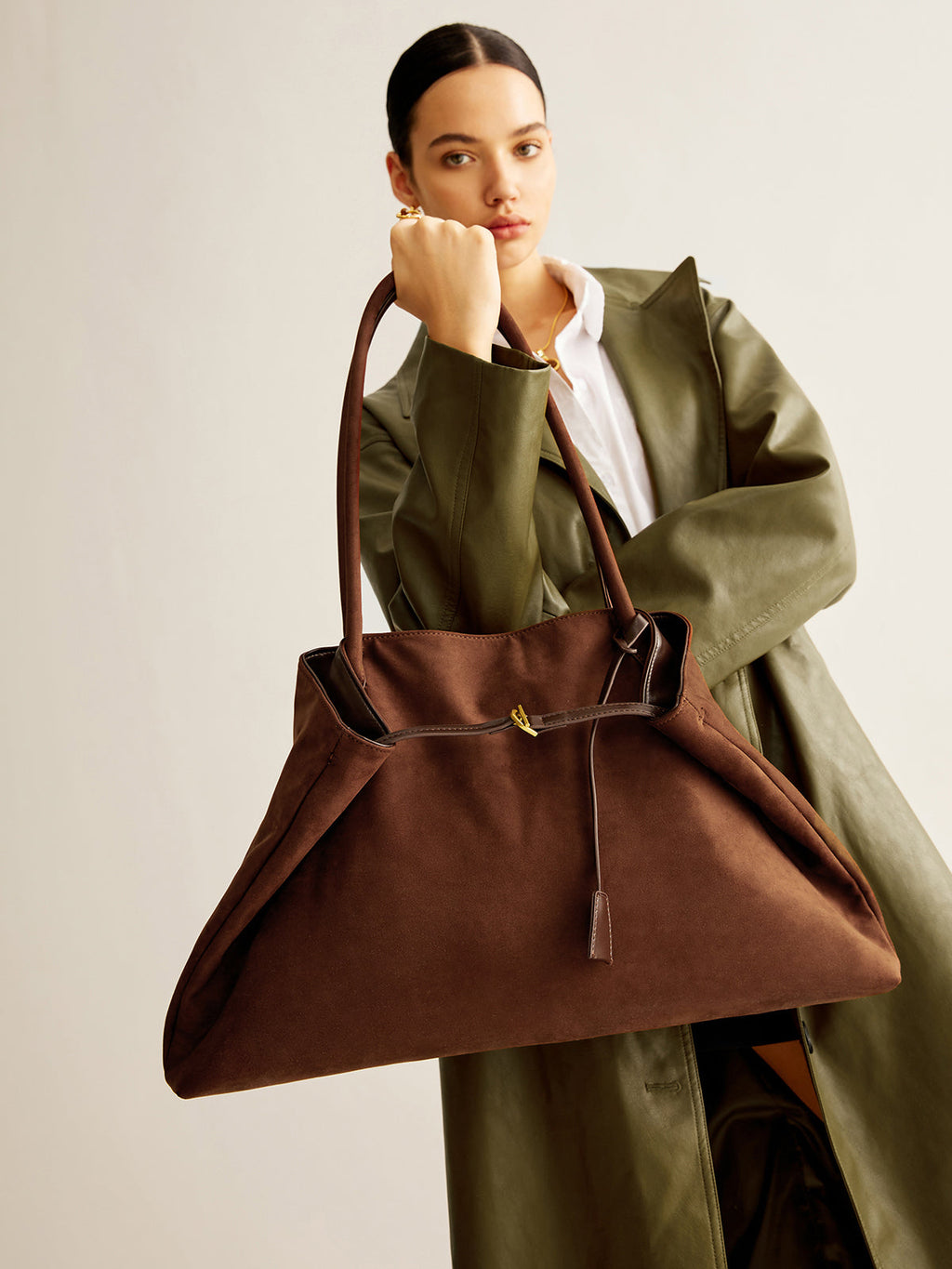 Large Suede Shoulder Bag — Svelte Chic