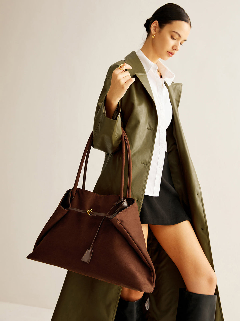 Large Suede Shoulder Bag — Svelte Chic