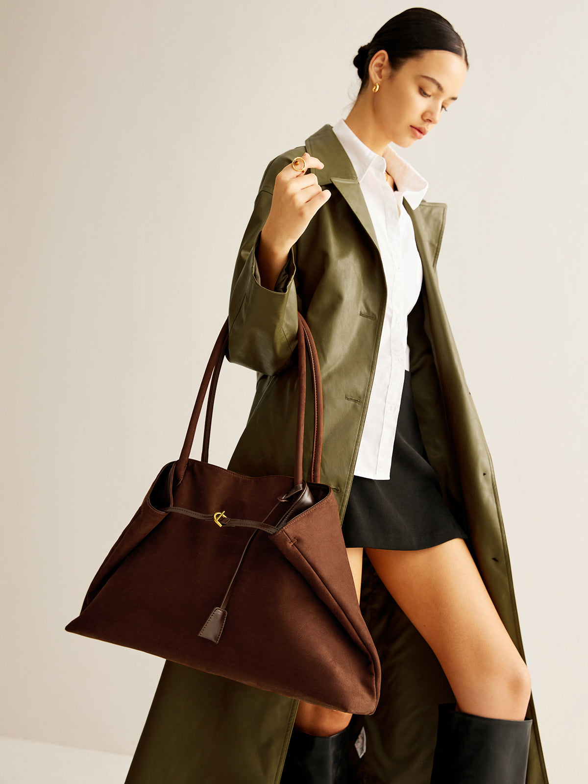 Large Suede Shoulder Bag — Svelte Chic