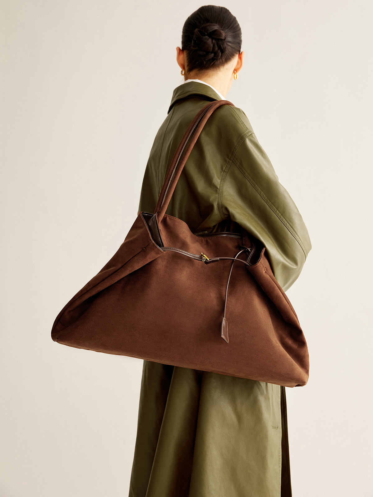 Large Suede Shoulder Bag — Svelte Chic