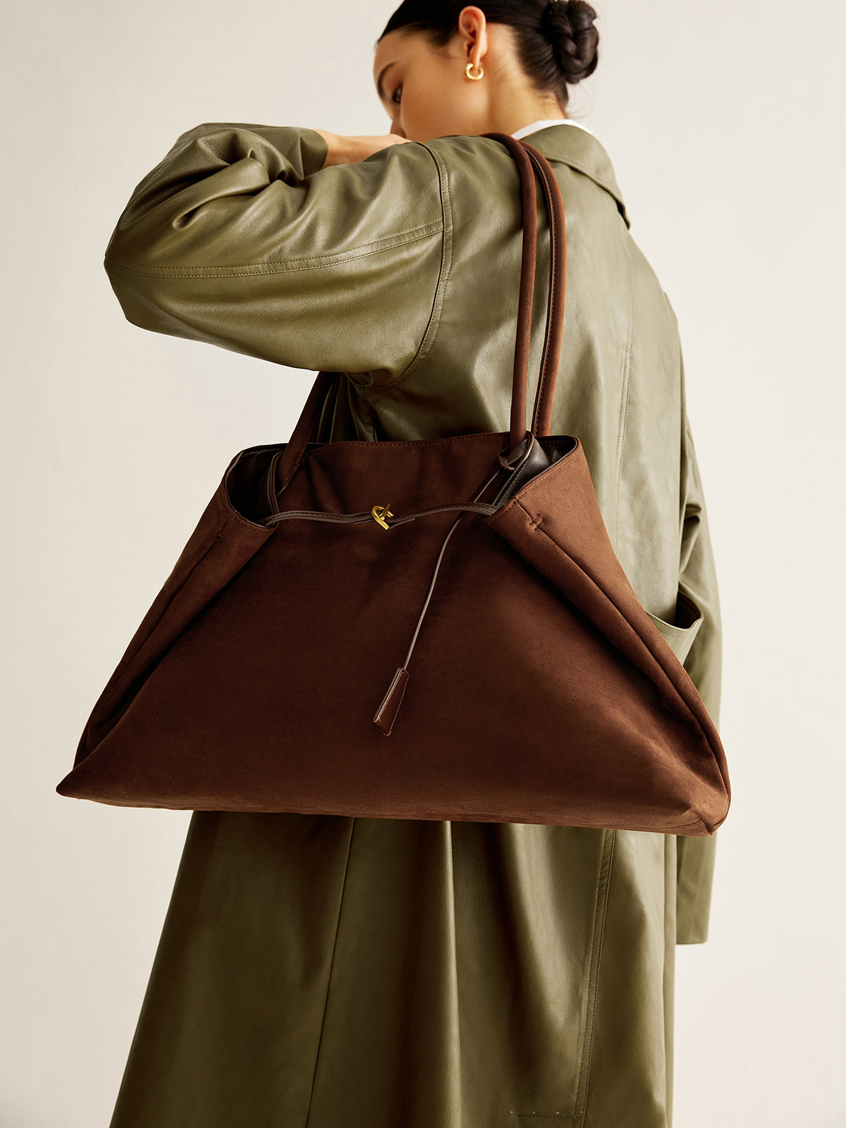 Large Suede Shoulder Bag — Svelte Chic