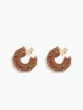 Retro Woven Hoop Earrings in Brown — Svelte Chic