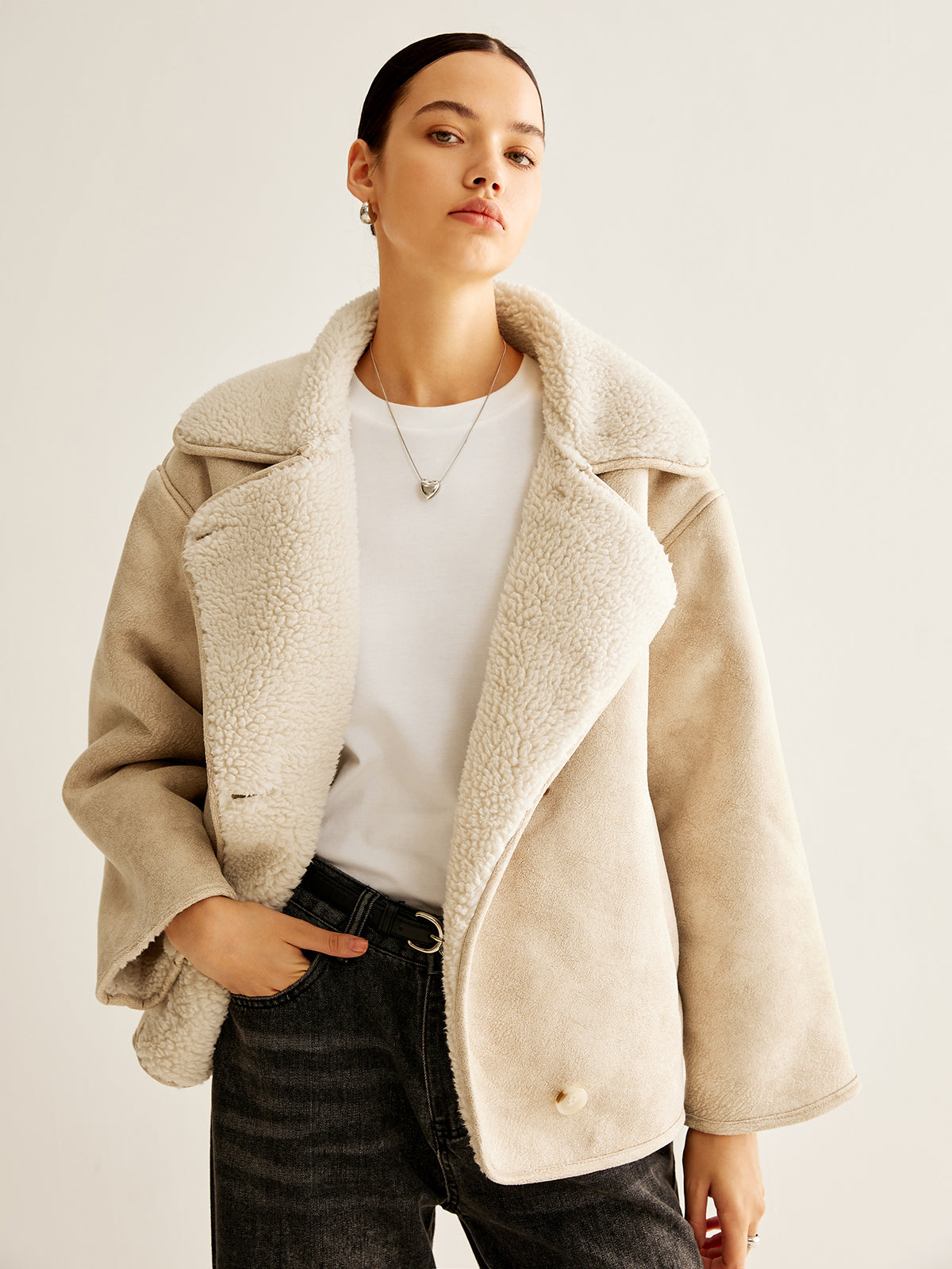 Cashmere Blend Button Fleece Jacket — Svelte Chic