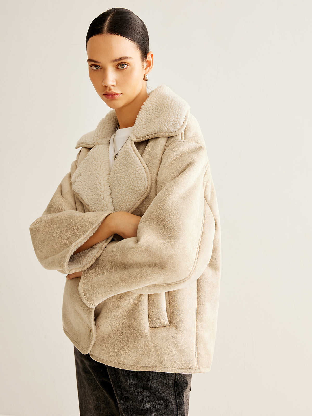 Cashmere Blend Button Fleece Jacket — Svelte Chic